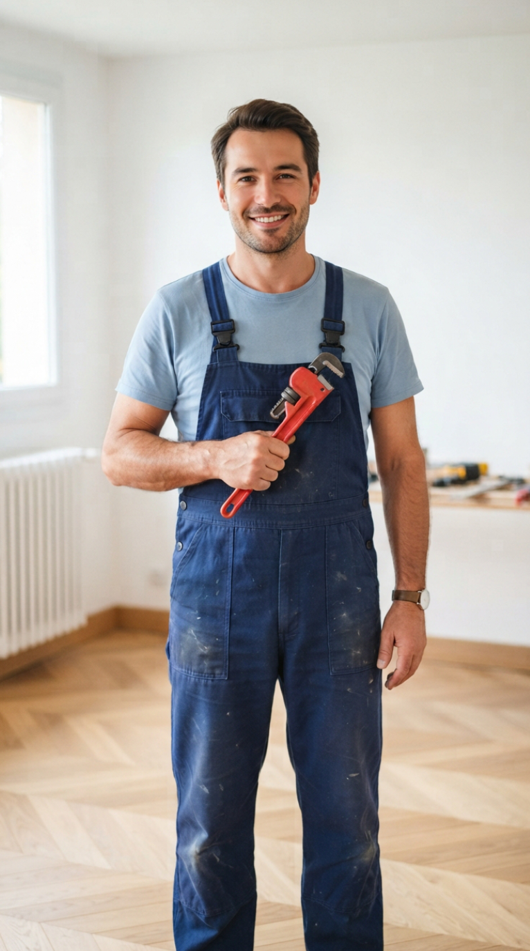 Plombier professionnel au travail